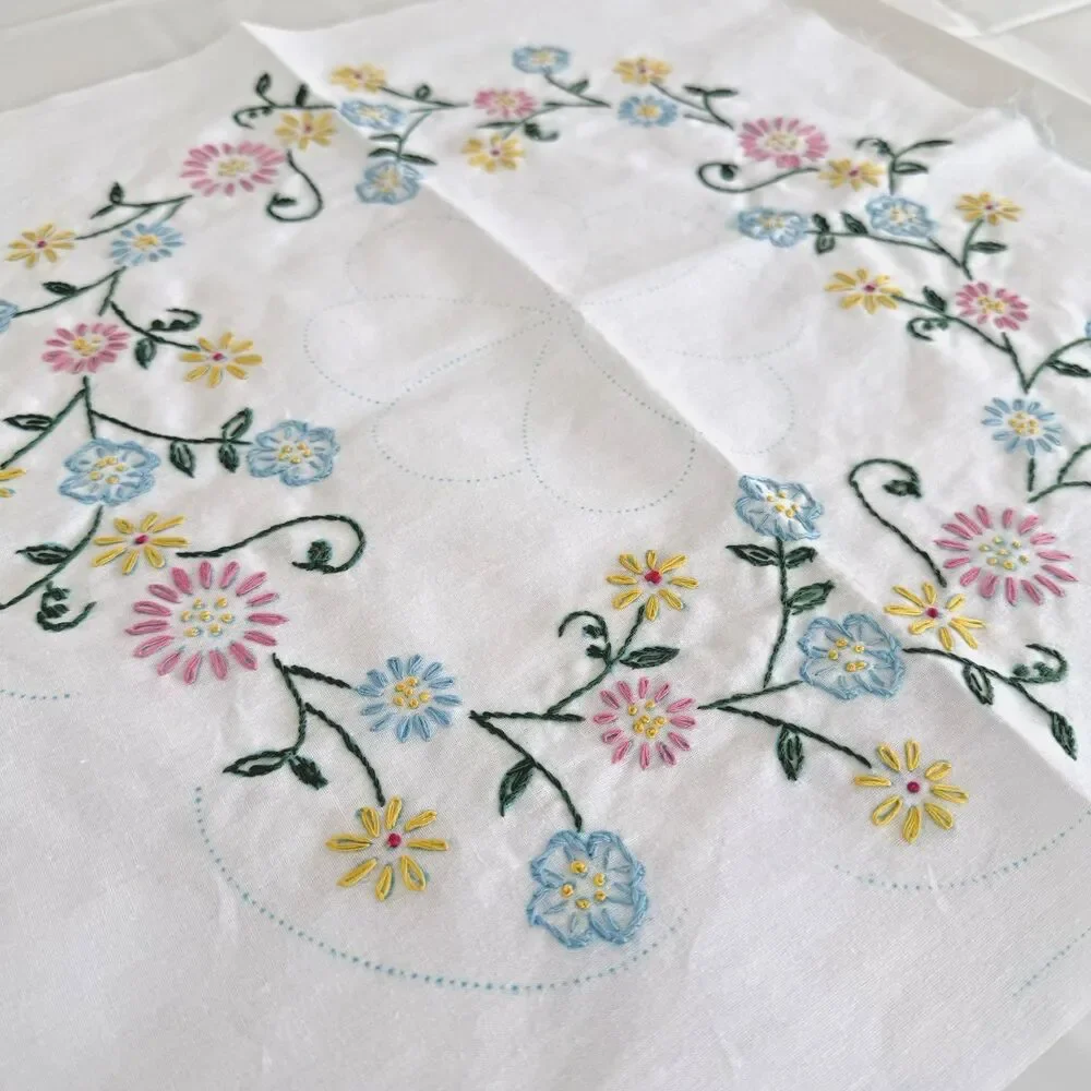Hand Embroidered Quilt Squares 17.5